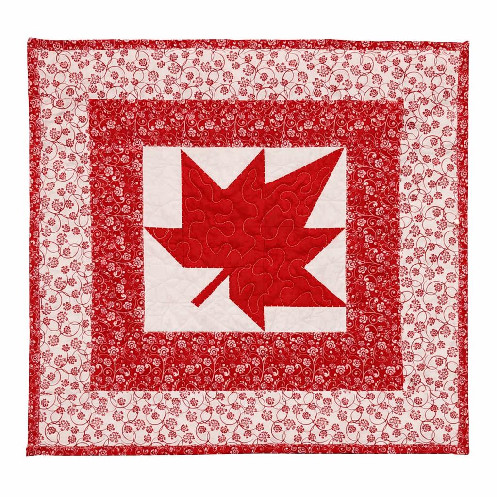 Red & White Quilted Maple Leaf Table Topper – Reversible Cotton Candle Mat or Dining Accent