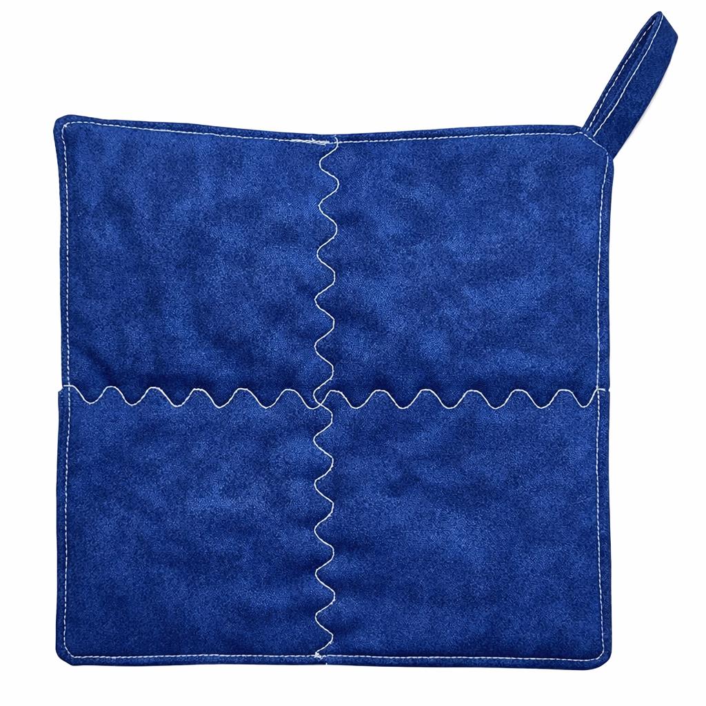 Blue & Cream Quilted Potholder – Handmade Patchwork Kitchen Decor, Farmhouse Cottage Style